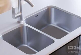 Easy to clean stainless steel sink with natural materials