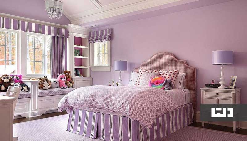 اتاق خواب مدرن با رنگ یاسی