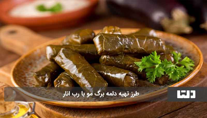 طرز تهیه دلمه برگ مو با رب انار و زرشک