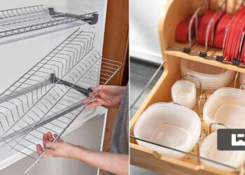 بهترین چیدمان کابینت با ظروف نظم دهنده