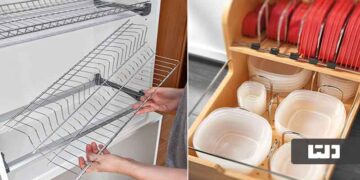 بهترین چیدمان کابینت با ظروف نظم دهنده