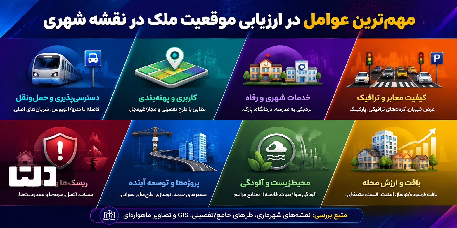 مهم‌ترین عوامل در ارزیابی موقعیت ملک در نقشه‌های شهری