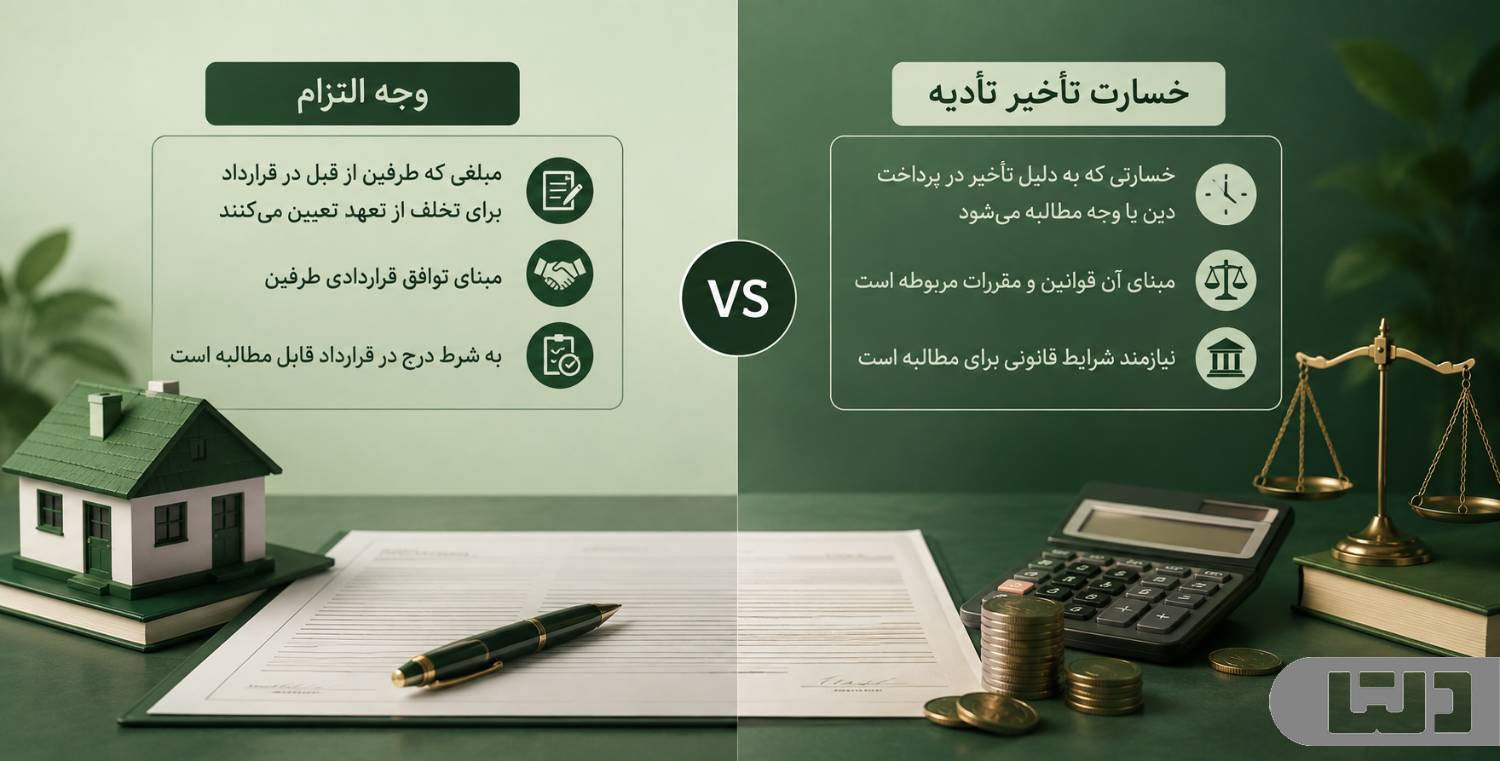 تفاوت وجه التزام و خسارت تأخیر تأدیه